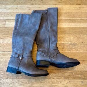 LifeStride Gray Knee High Riding Boots Women’s Size 6 Soft System Comfort Zip Up